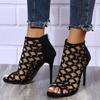 Fashion High Heels Sandals Women 2025 Summer Black Stiletto Modern Shoes Fashion Sexy Peep Toe Designer Sandals Banquet Party Shoes