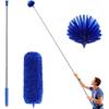 Cobweb Duster with Extension Pole, Washable Cleaning Duster Kit with 2 Duster Heads, Cobweb Duster, Corner Brush