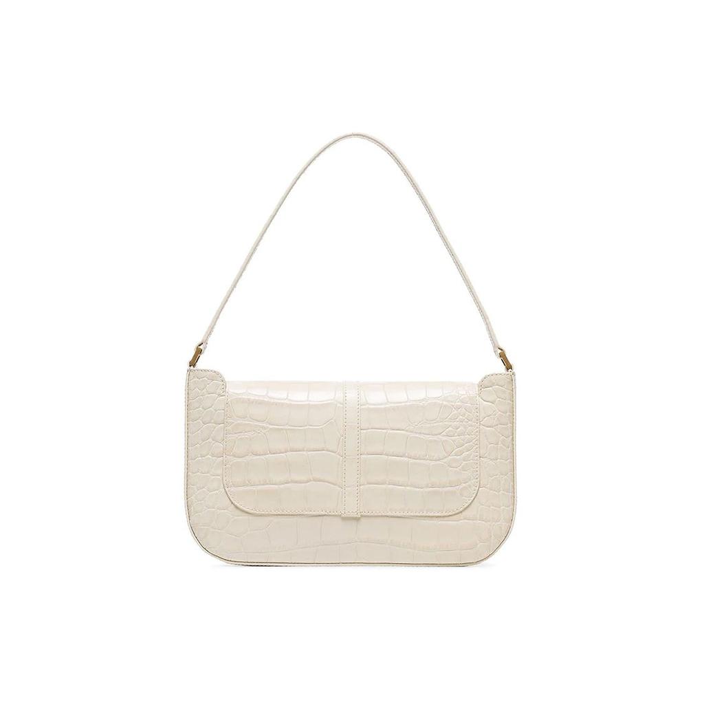 By Far Miranda Series Leather Crocodile Embossed Shoulder Bag Women Handbags Off-White 19FWMDASCEDMEDCE