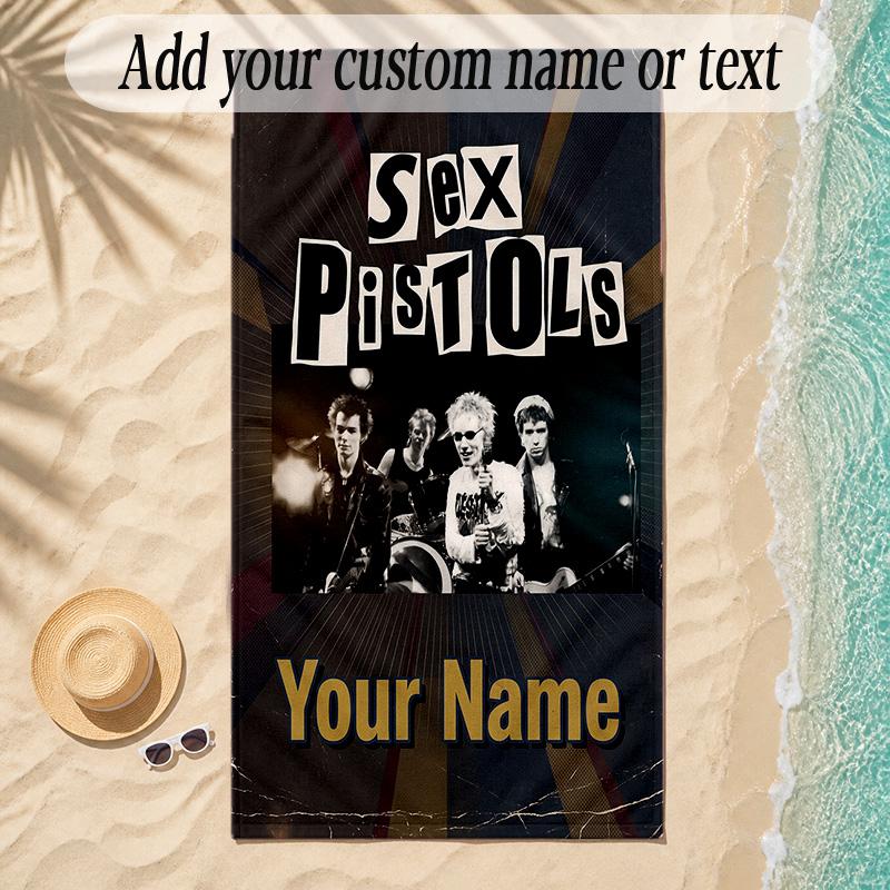 Beach TowelSex Pistols Custom Name Text Personalized Soft Towel for Beach Pool Indoor Home Decor Gift