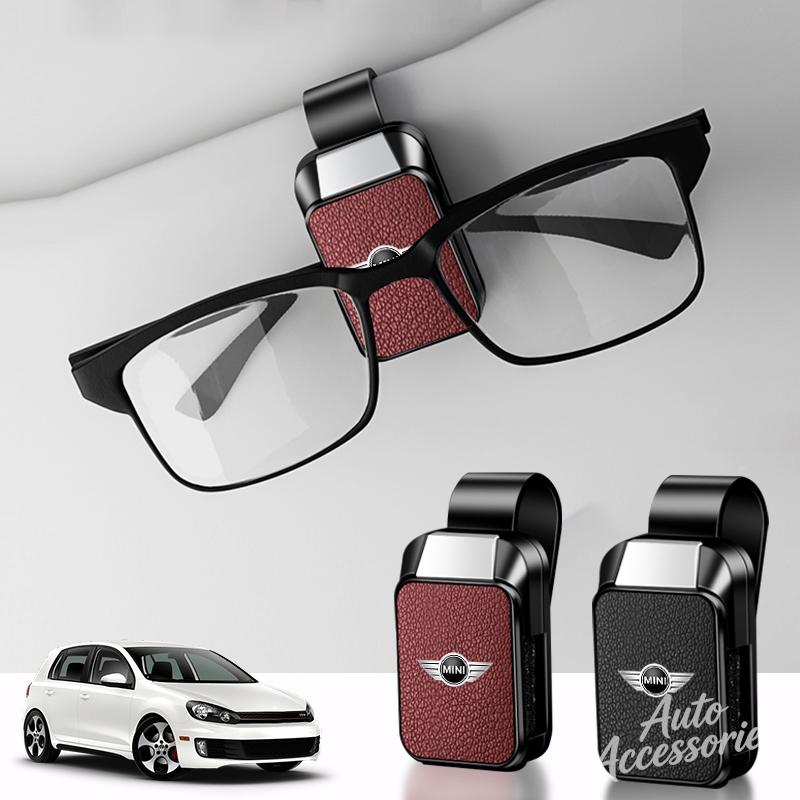 UWGK8 Car Visor Sunglasses Clip Goat Leather Magnetic Eyeglasses Holder Accessories For BMW Mini Cooper Clubman Countryman R55 R56 R57