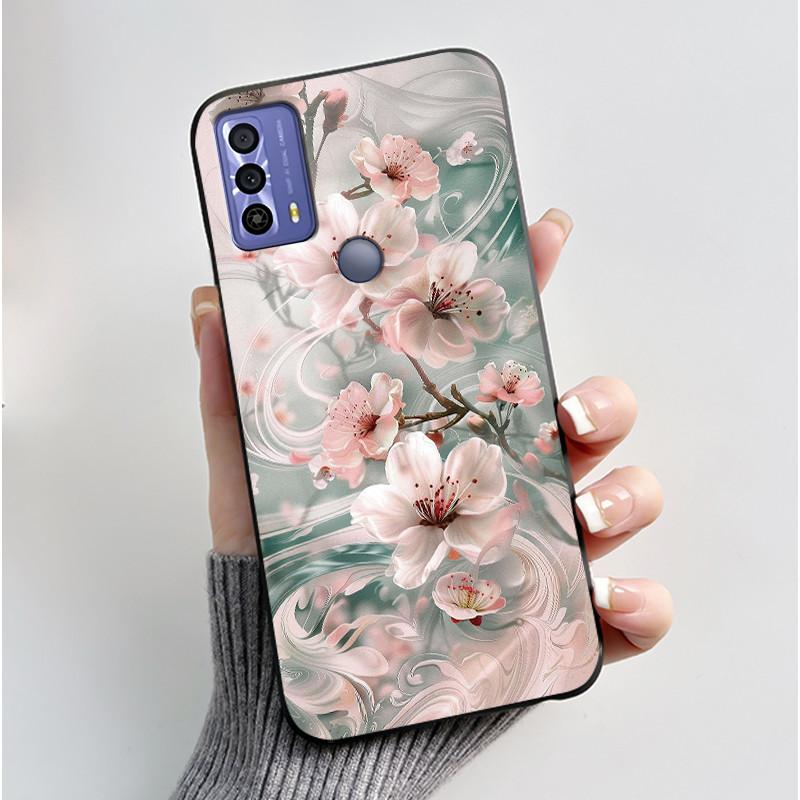 Cute Case For TCL 20B (6159K) Fundas Capa Printing Shell Protective Cover Soft Silicone Coque Cartoon Black Casing