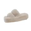 High-end large-size one-word fluffy slippers for women's 2025 autumn and winter new outer wear thick-soled small cotton slippers