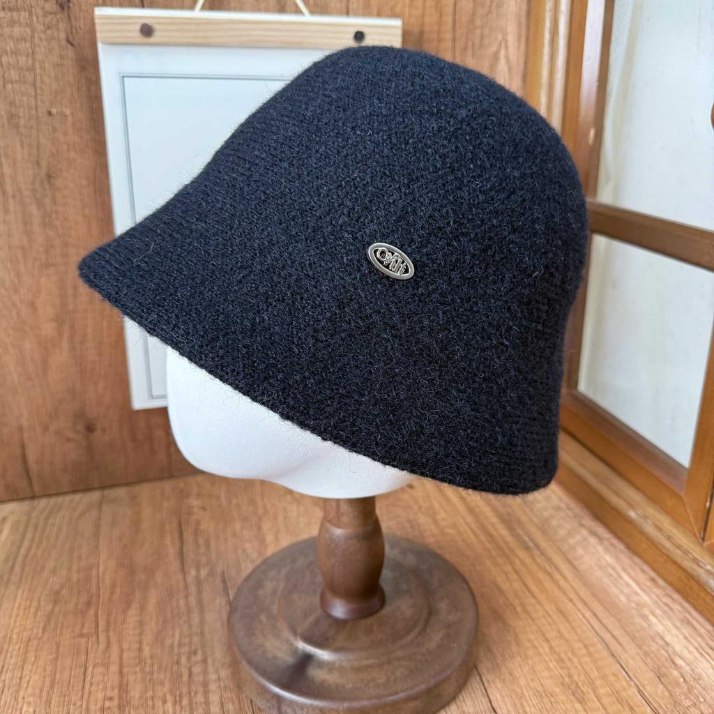 Simple literary woolen bucket hat women's autumn and winter metal standard bucket hat gentle temperament travel commuting versatile basin hat