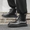 Мужские повседневные деловые офисные ботинки из натуральной кожи на шнуровке осенне-зимняя обувь ковбойские ботинки на платформе черные стильные ботильоны для мужчин