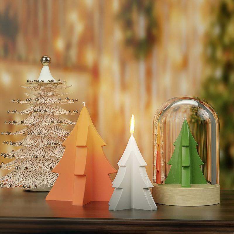 3D Christmas Tree Silicone Mold Flexible Candle Mould Xmas Pine Tree Molds DIY Cake Decor Home Party Holiday Cake Decor