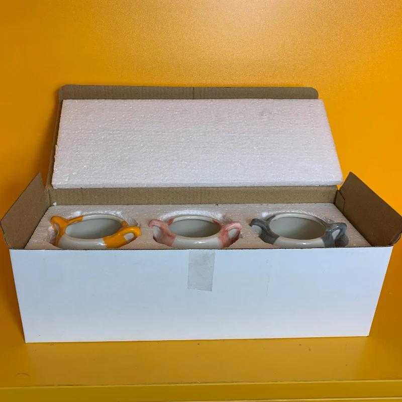 Набор из 3 керамических цветочных горшков в форме кошки, цветочные горшки для суккулентов с принтом животных и дренажными отверстиями, украшение для рабочего стола