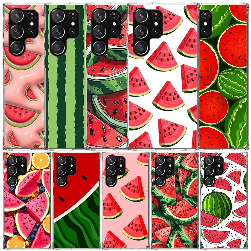 Watermelon Summer Fruit Phone Case For Samsung Galaxy S24 S25 Edge S26 Ultra S22 S23 Plus S21 + S20 FE Soft TPU Back Cover Galax