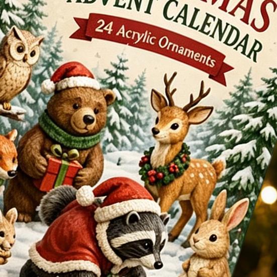 Christmas Countdown Calendar 24 Days Advent Calendar, Forest Animals Fairy Tale Animal Set Cute Acrylic Collectible Toys for Holiday Party Decoration