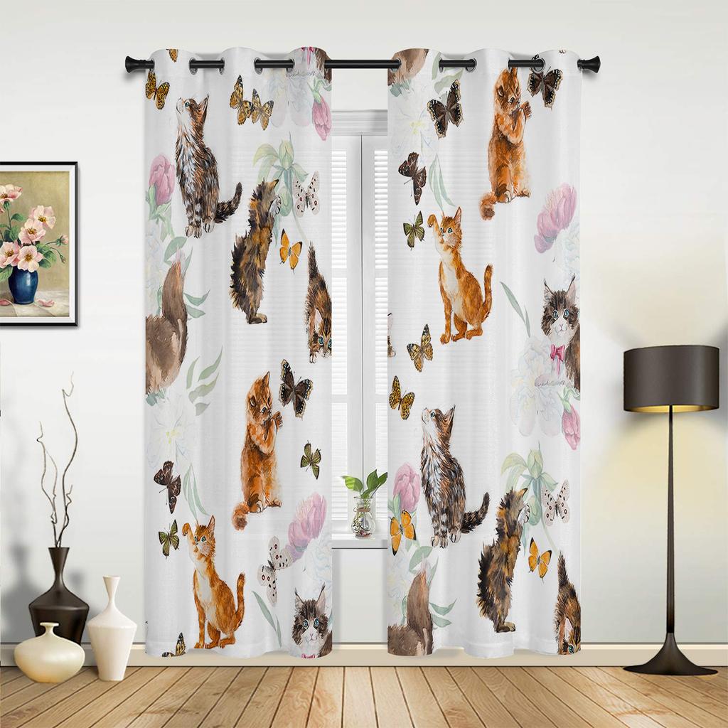 Шторы из мультяшного кота и мышки для спальни, гостиной, кухни, детской комнаты, оконные занавески, современный домашний декор