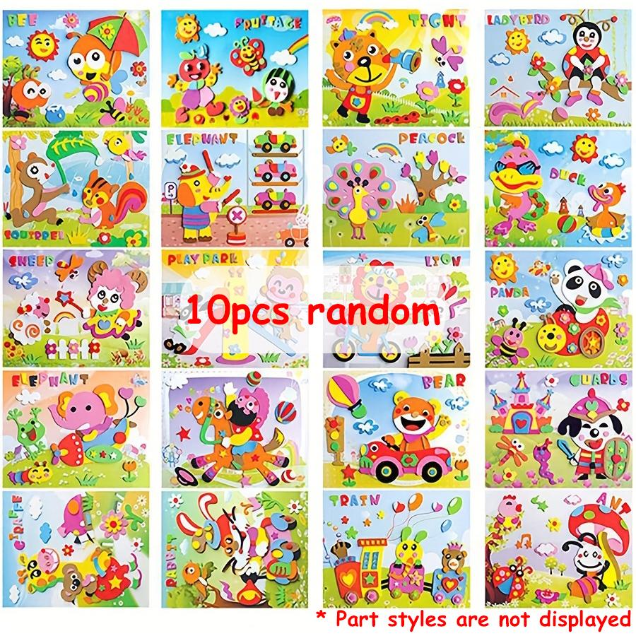5/10pcs Cartoon DIY EVA Foam Paste 3D Stickers Creative Handmade Picture Filling Sitckers Artistic Paper Pasting Painting Cards