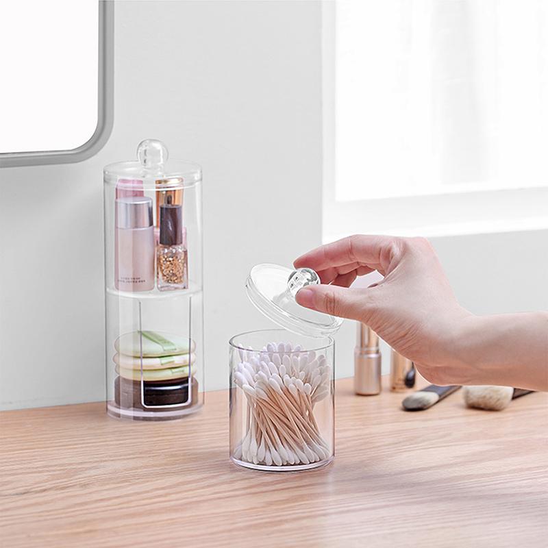Acrylic Transparent Cotton Swab Storage Box Makeup Organizer Storage Box Cotton Swab Cosmetic Box Bathroom Bedroom Storage