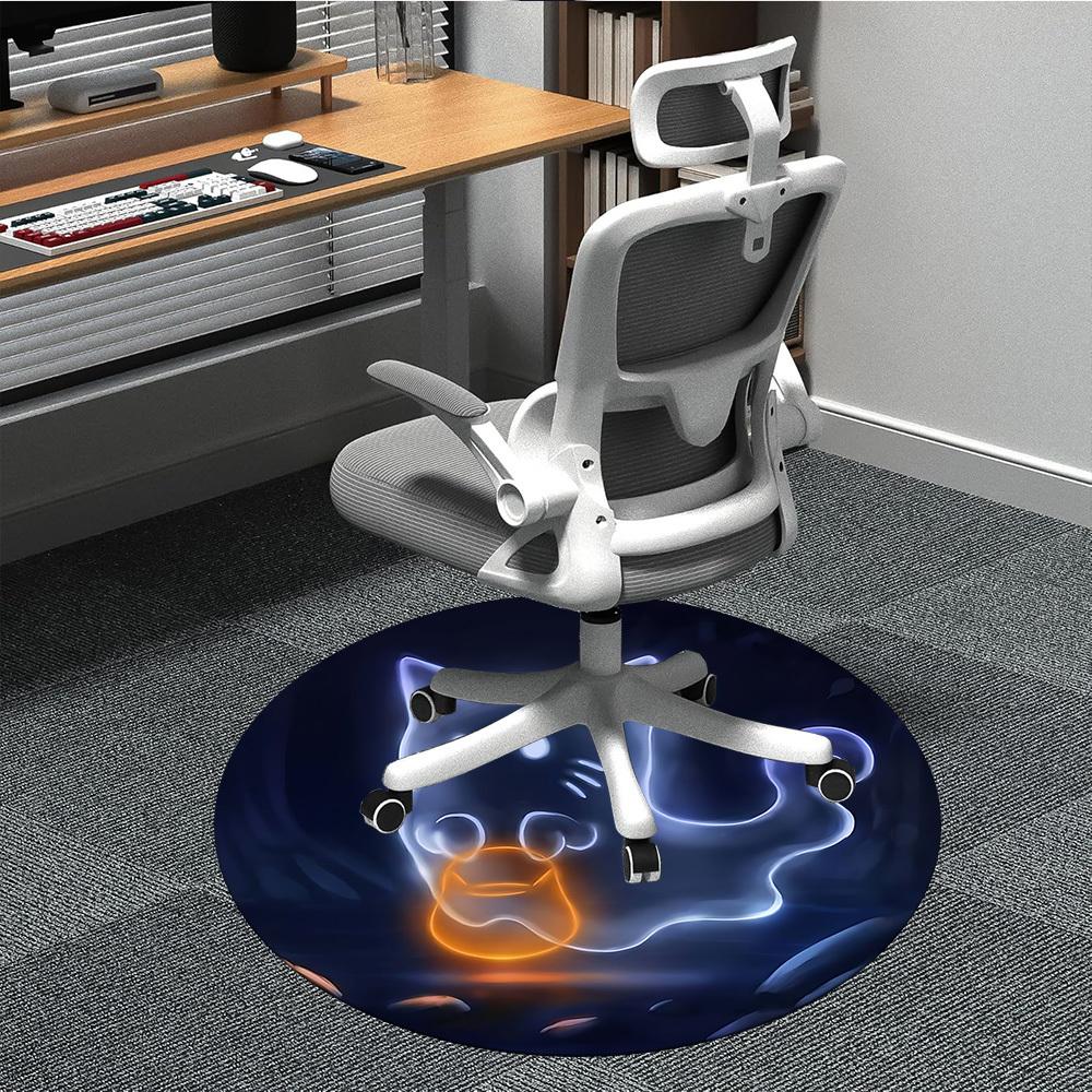 1pc Cat Spirit Office Round Area Rug, Under Office Chairs Bedroom Living Room Home Decor, Room Deco, Available in Various Sizes