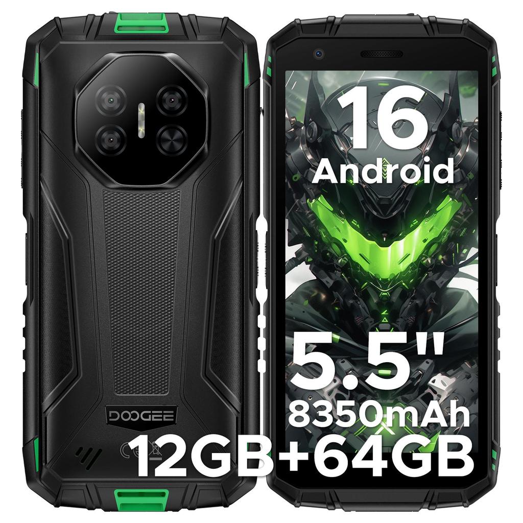 DOOGEE Fire 3 Rugged Smartphone, 8350mAh, Octa Core Android 16 Phone, 5.5", 12GB+64GB/2TB, 3.5mm headphone jack, Face ID/OTG/NFC