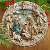 Nativity Wooden Sign, Charming Decorative Plaque & Sign for Front Door Wall Hanging Decor, Ideal Christmas Gift for Christians