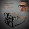 Non-polarized Men Stylish Anti Blue Light Glasses - Large Frame, Double Bridge Design with Rivet Detail, Vintage Square Computer Eyeglasses
