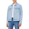 Calvin Klein Color Block Label Comfortable Long Sleeve Denim Jacket Men Jackets Blue J325551-1AA