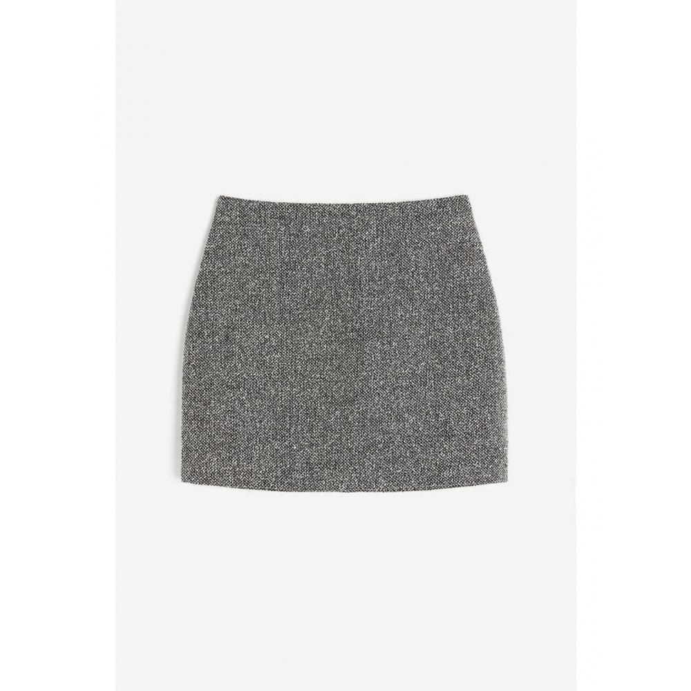 H M Textured Mini Skirt Gray Salt And Pepper 1186911010