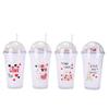 Water bottle summer snowflake starry sky plastic cup net red with lid with straw water cup creative high value outdoor broken ice cup