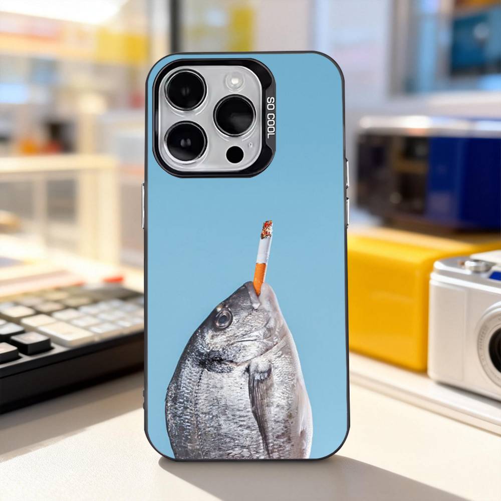 Рыба Смешные S-Сардины Для iPhone 11,12,13,14,15,16,17,Pro,Max,Plus,E,Air,Mini Чехол для телефона IMD Матовый Черный