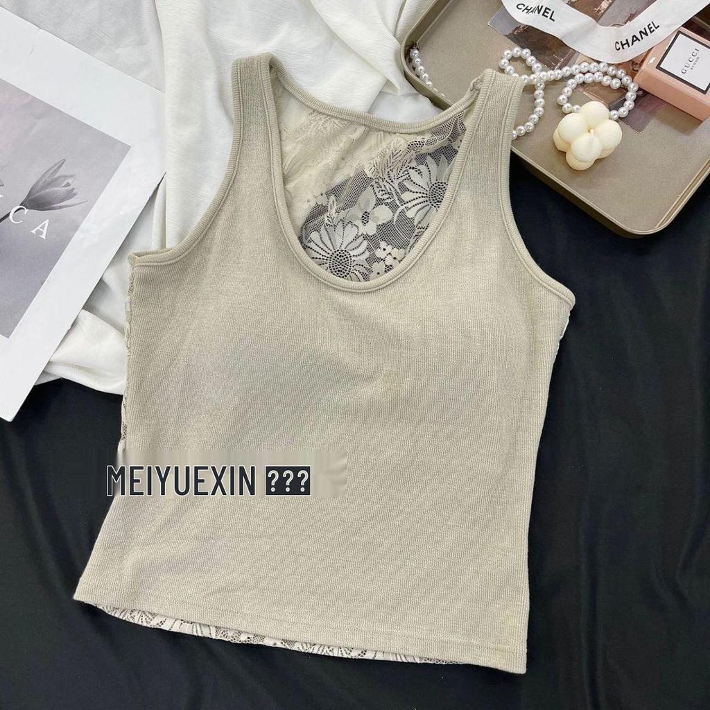 Кружевной топ-майка со встроенным бюстгальтером для женщин