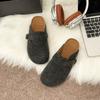Retro Lazy Person Pedals a Bag Head and Half Slippers for Women's Autumn New Models, Ugly and Cute Thick-soled Cork Wool
