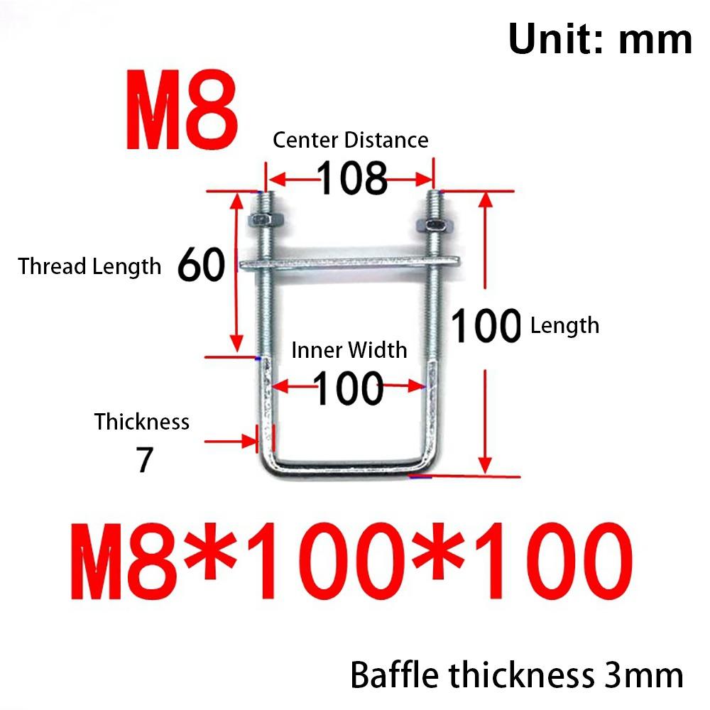 1 шт. с перегородкой U-образный хомут Оцинкованная углеродистая сталь Q235 Квадратный болт для квадратной трубы