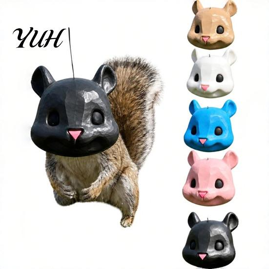 Squirrel Food Dispenser Mouse Head Feeder, Outside Hanging Big Funny Backyard Wildlife Station Animal Face, Feeding for Garden Patio Porch Tree Feeder