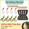 24Pcs/Box 2 Mixed Styles Insect Bait Humpy Fly/Worm Artificial Lure Fishing for Trout Wet/Dry Flies Fishing Lure