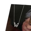 Korean Popular Sweet Diamond-Encrusted Butterfly Pendant Necklace, Temperament Female Collarbone Chain