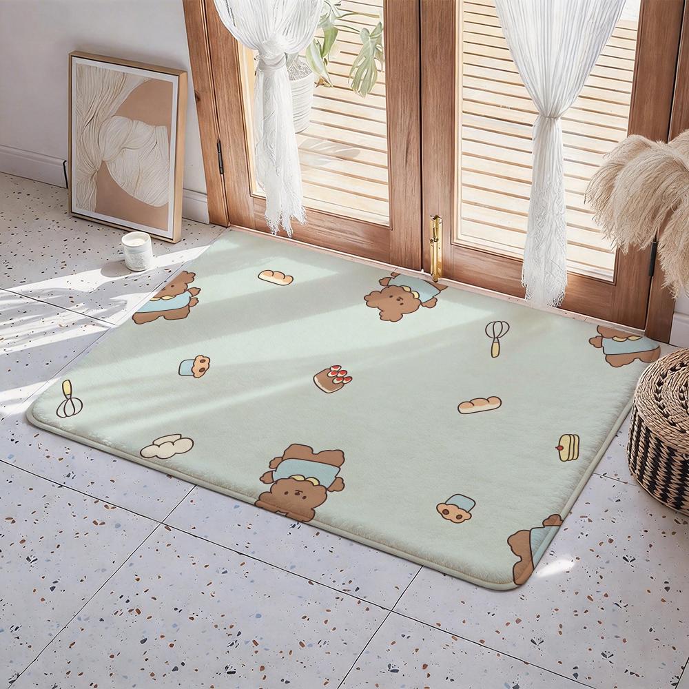Animal A Bear Floor Mat Eco  Flannel Doormat Non Slip Odorless Indoor Floor Rug Soft Short Plush Home Mat