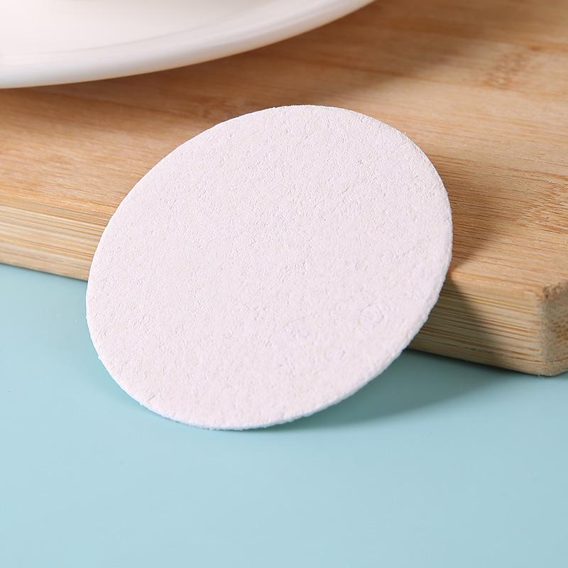Round Solid Color Compressed Wood Pulp Sponge Scouring Pad - Absorbent Dishwashing Cloth