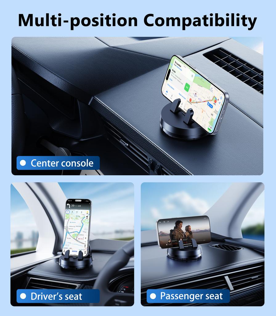 Oatsbasf Car Phone Holder for Dashboard Adaptive Phone Mount Base Automatic Clamping Rotatable Phone Stand for Center Console