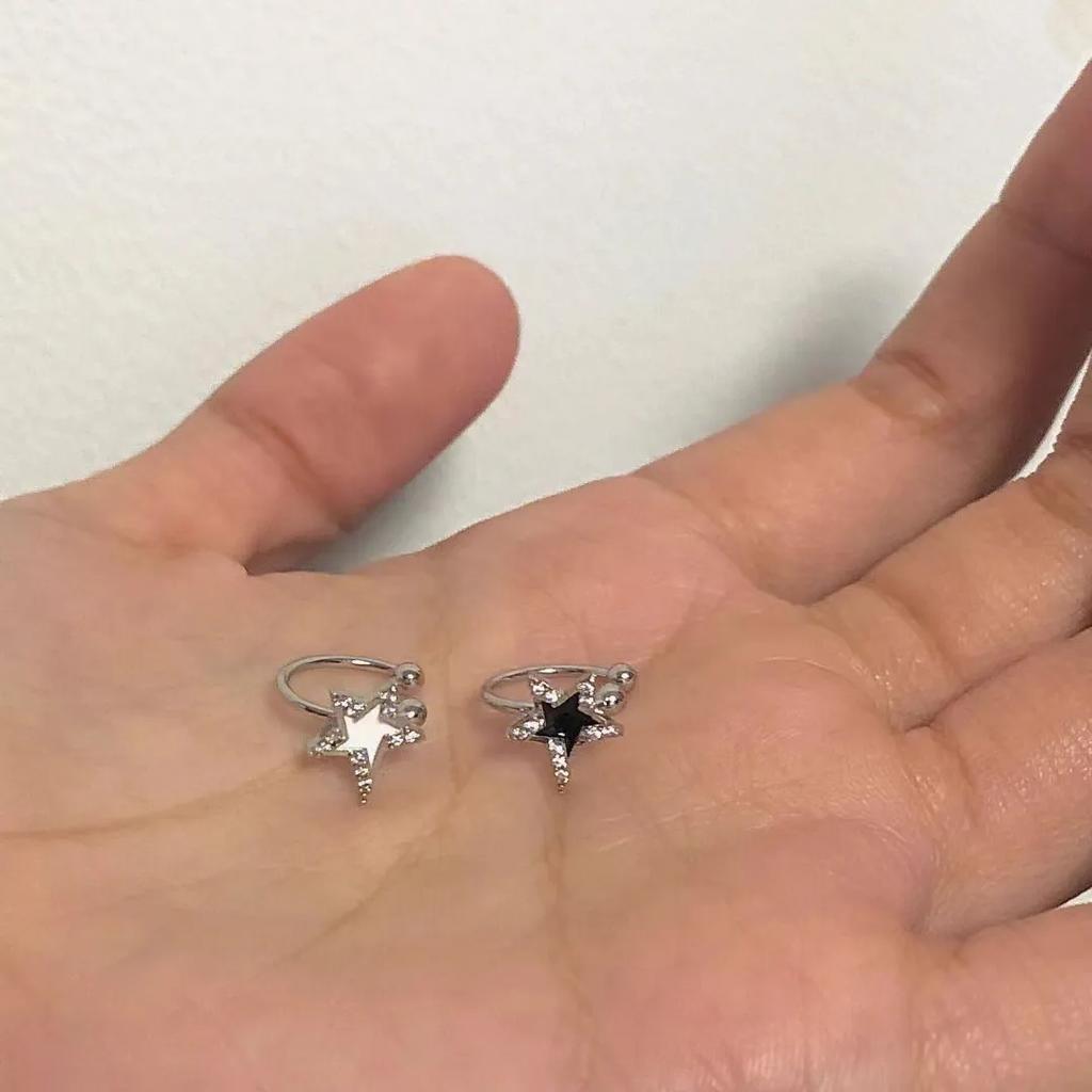 Асимметричные черно-белые серьги с пентаграммой для дизайна женской моды, темперамента и индивидуальности серег с цирконом