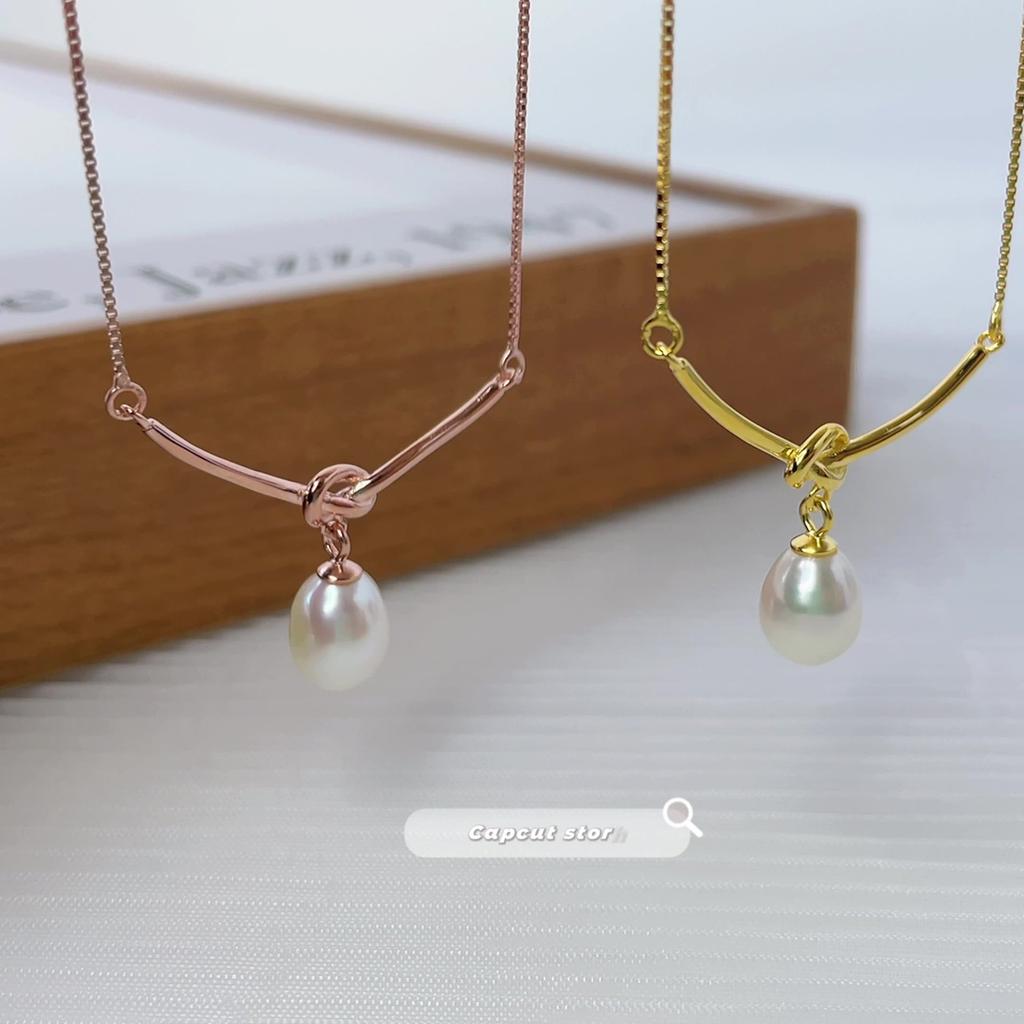 Жемчужное ожерелье с узлом из стерлингового серебра 925 пробы для женщин летом, легкая роскошь, ощущение высокого класса, цепочка на ключицу нишевого дизайна