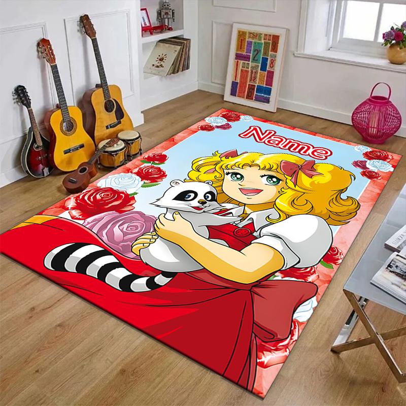 Custom Candy Candy Mat Personalized Name, Polyester Washable Indoor Entryway Rug, Gift for Christmas, Easter, Thanksgiving Day