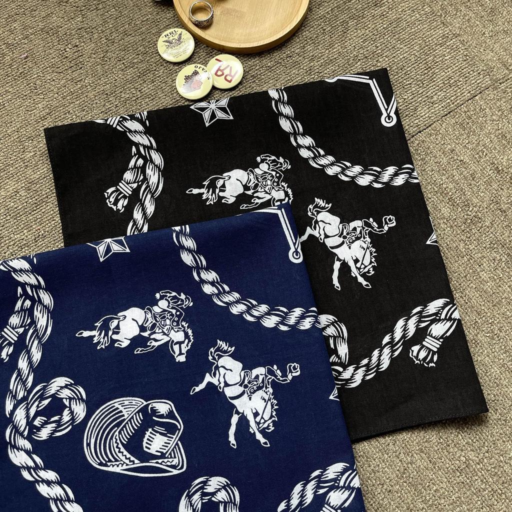 Trifong Bandana Black Adult Cotton 100% Handkerchief Stylish Bandana Cap Cotton Bandana Men's Women's Unisex Bullfighting Pattern 55cm x 55cm
