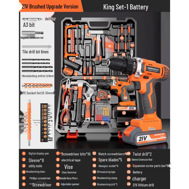 Многофункциональный набор инструментов «Зеленый Лес»: Полный набор для ремонта по дому и для электрика
