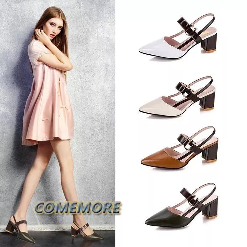 Fashion 2024 Trend Sandals Women's Summer Pointy Chunky Sandals Large Size 42 Fashion Elegant High Heels Roman Style Casual Ladies Shoes