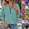 Women Casual Long Sleeve Basic Quarter Zipper Print Pullover Sweatshirts Casual Top Fall Clothes