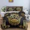 Hamsa Hand Duvet Cover Set King Size Black Gloden Bedding Set Luxury Gold Hand of Fatima Printed Boho Hippie 2/3pcs Quilt Cover
