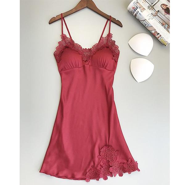 Ladies Sexy Silk Satin Night Dress Sleeveless Nighties V-neck Nightgown Nightdress Lace Sleepwear Nightwear