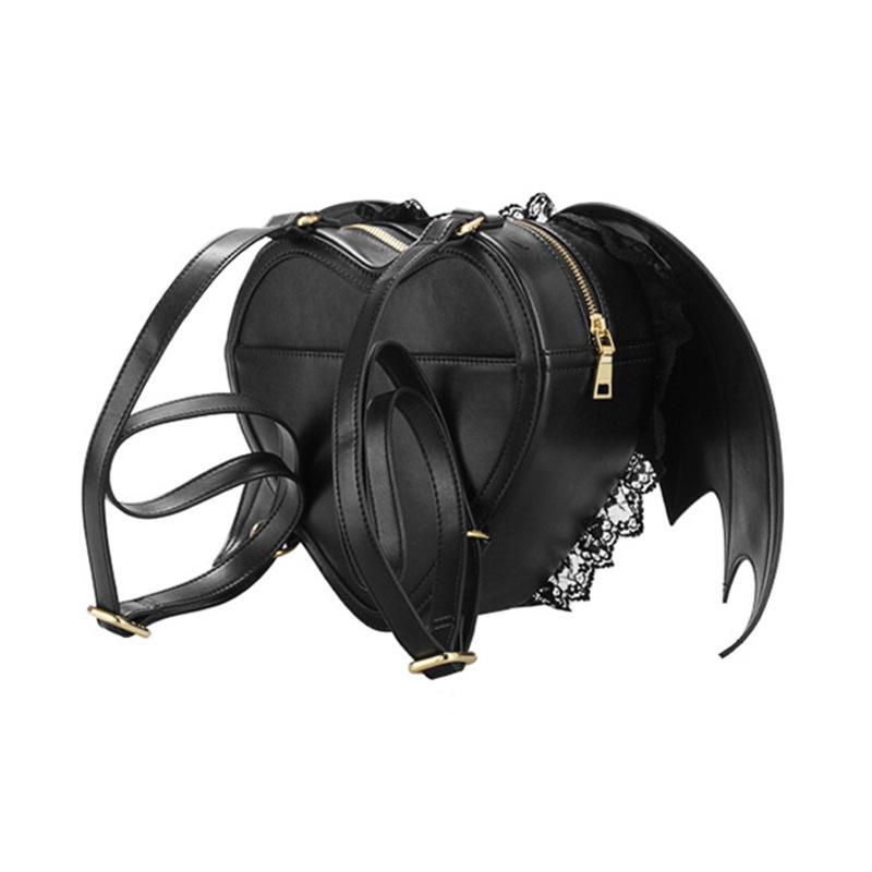 Готический женский рюкзак с крыльями летучей мыши, черная панк-стильная школьная сумка для девочек, милый маленький дьявольский рюкзак с крыльями ангела