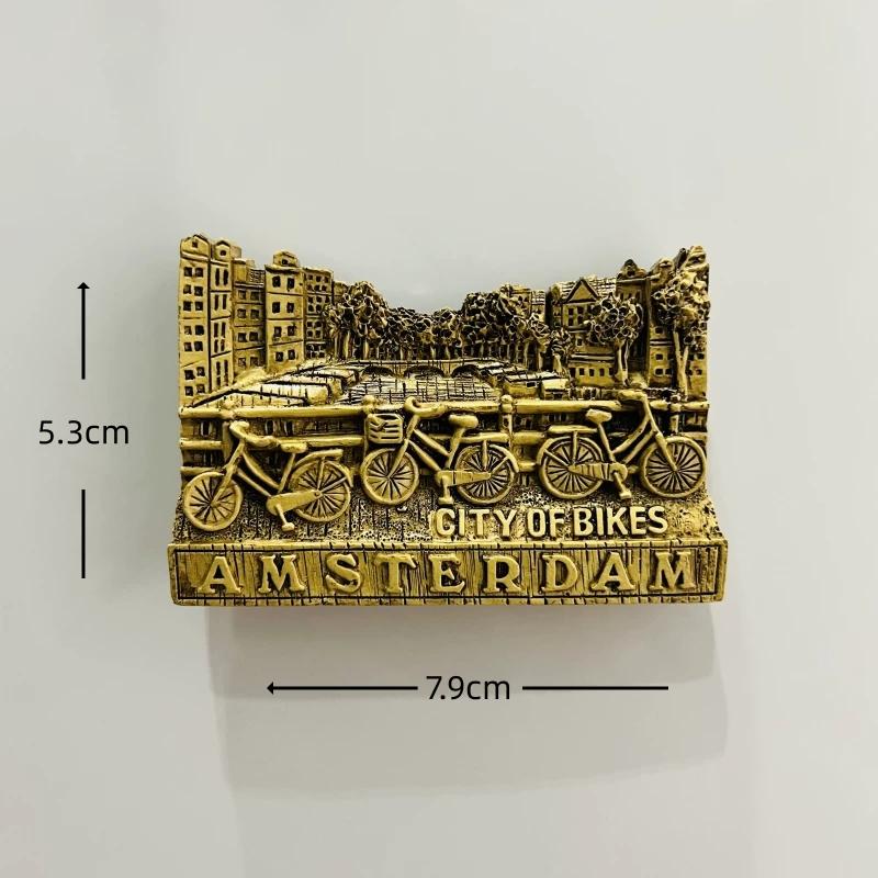 Netherlands Amsterdam Bicycle Windmill Tulip Resin Fridge Magnet Stickers Travel Souvenir Gift Landscape Home Kitchen Decor