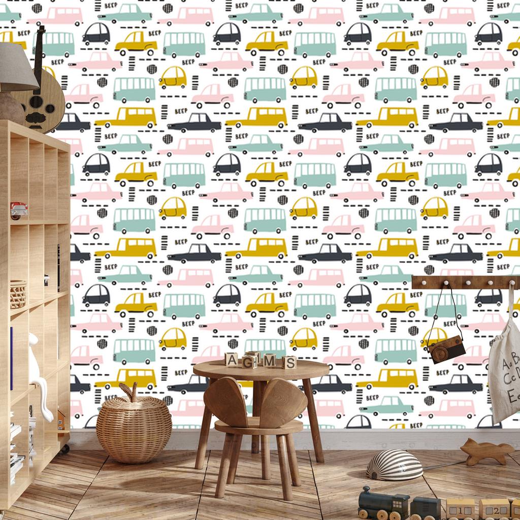 Pastel Cars Wallpaper for Living Room and Bedroom 50x1000