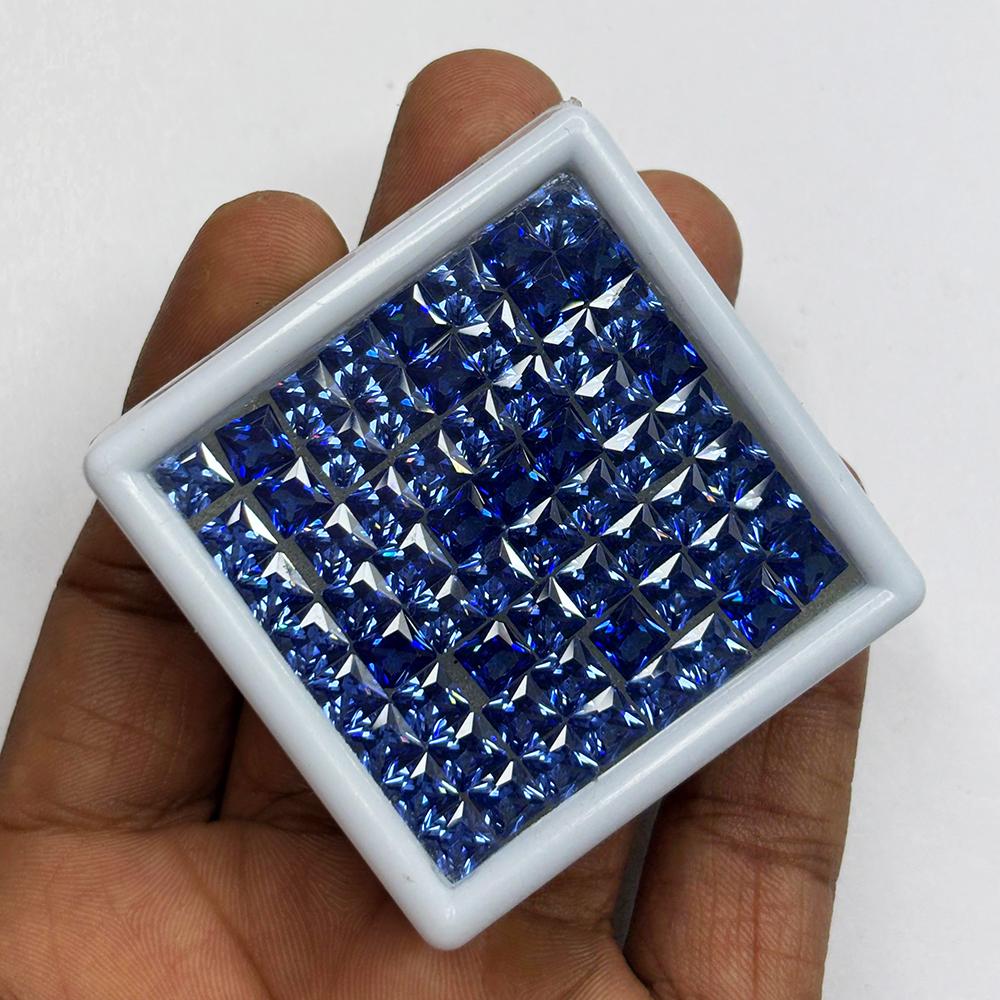 Natural Blue Sapphire Loose Gemstone 5x5 mm Square Cut 4 pcs Lot September Birthday Birthstone