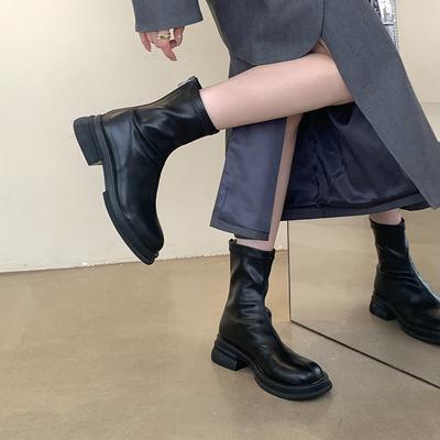 Весенне-осенние короткие ботинки на толстой подошве, женские зимние ботинки на плоской подошве, корейские маленькие ботинки-голяшки, модные ботинки, женские ботинки