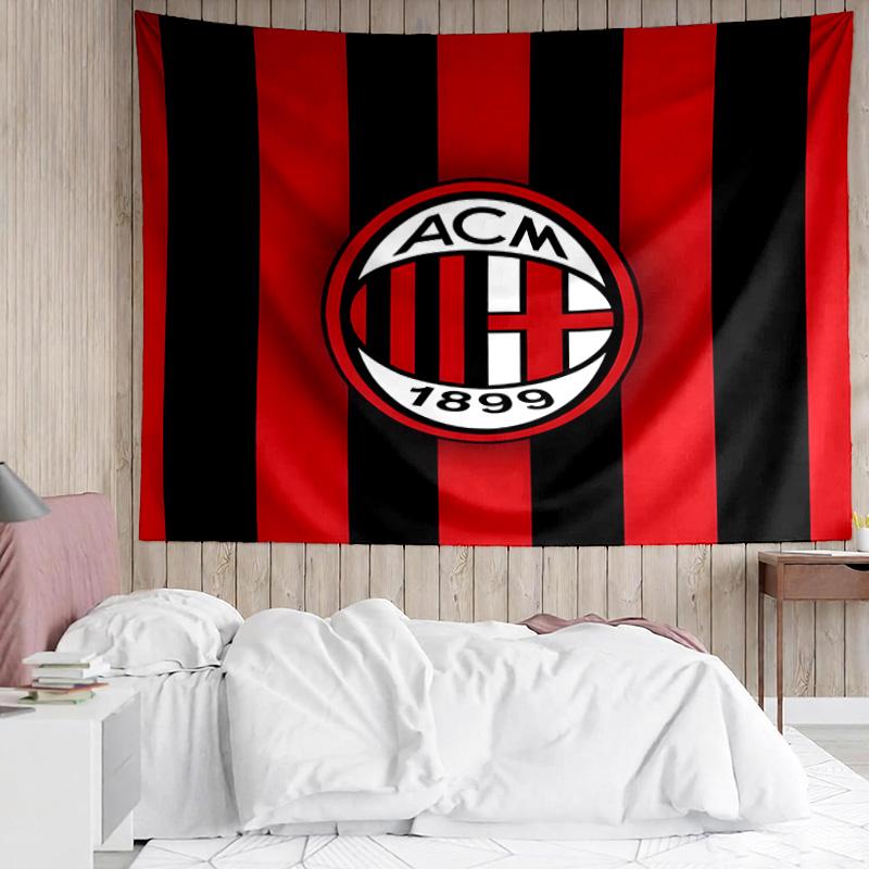 Milan Football club Printed Printed Tapestry, for Bedroom,Livingroom, dormitory, Large Wall Decor, Fabric Decor Fan Birthday Gifts