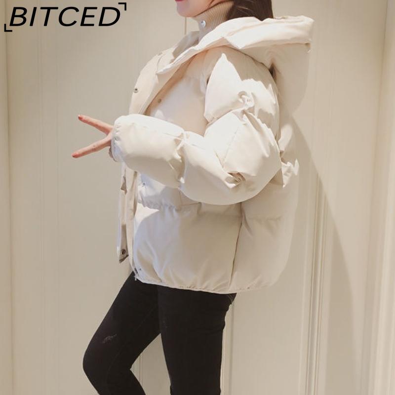 BITCED Winter Coat for Women - Cropped, Oversized Hooded Jacket Puffer Coat / Down Jacket