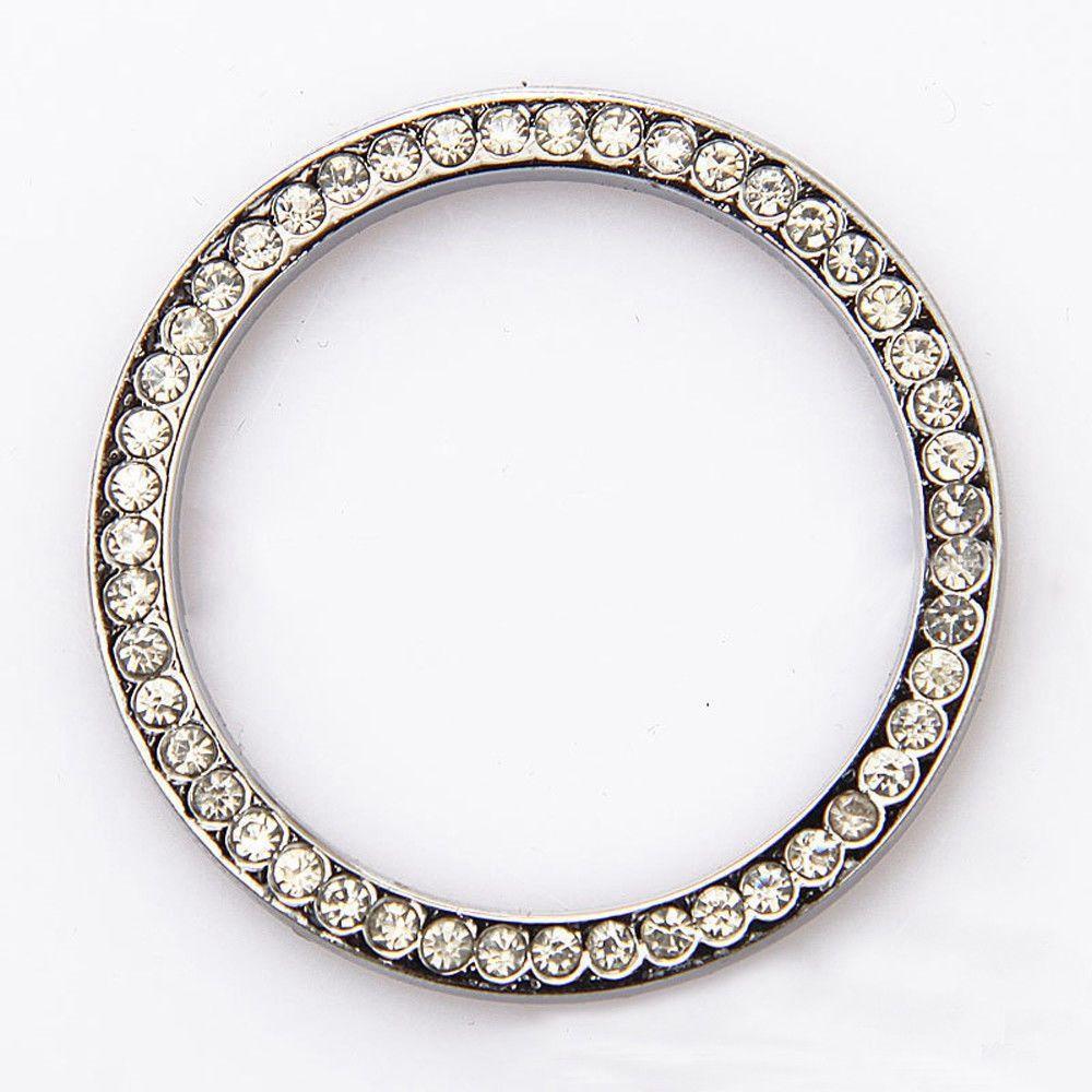 Hot Accessories Silver Circle Car Decoration Diamond Start Switch Button Ring